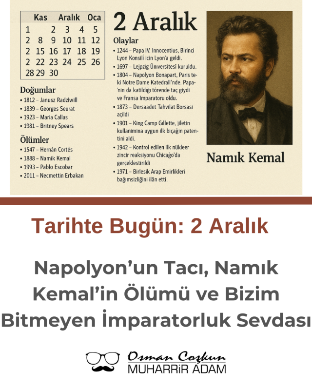 2 Aralık: Napolyon’un Tacı, Namık Kemal’in Ölümü ve Bizim Bitmeyen İmparatorluk Sevdası