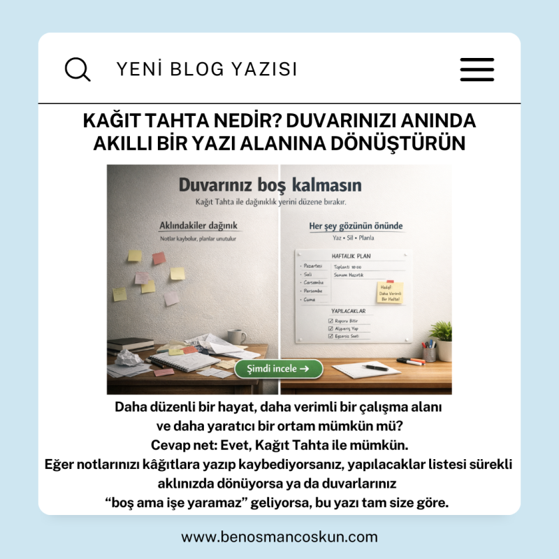Kağıt Tahta Nedir? Duvarınızı Anında Akıllı Bir Yazı Alanına Dönüştürün
